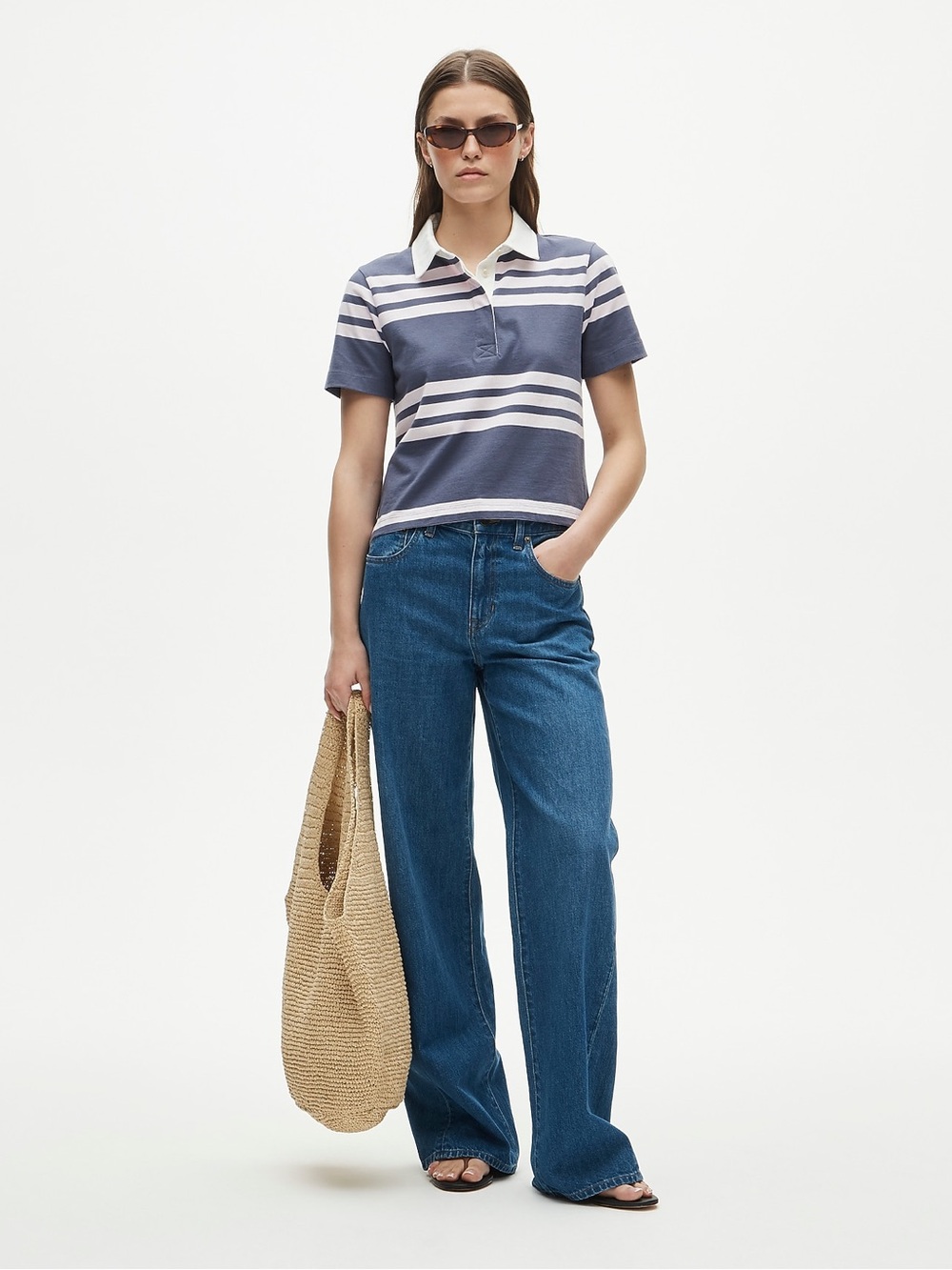 NEW! J. Crew Boyfriend jersey short-sleeve polo shirt in stripe Size Small